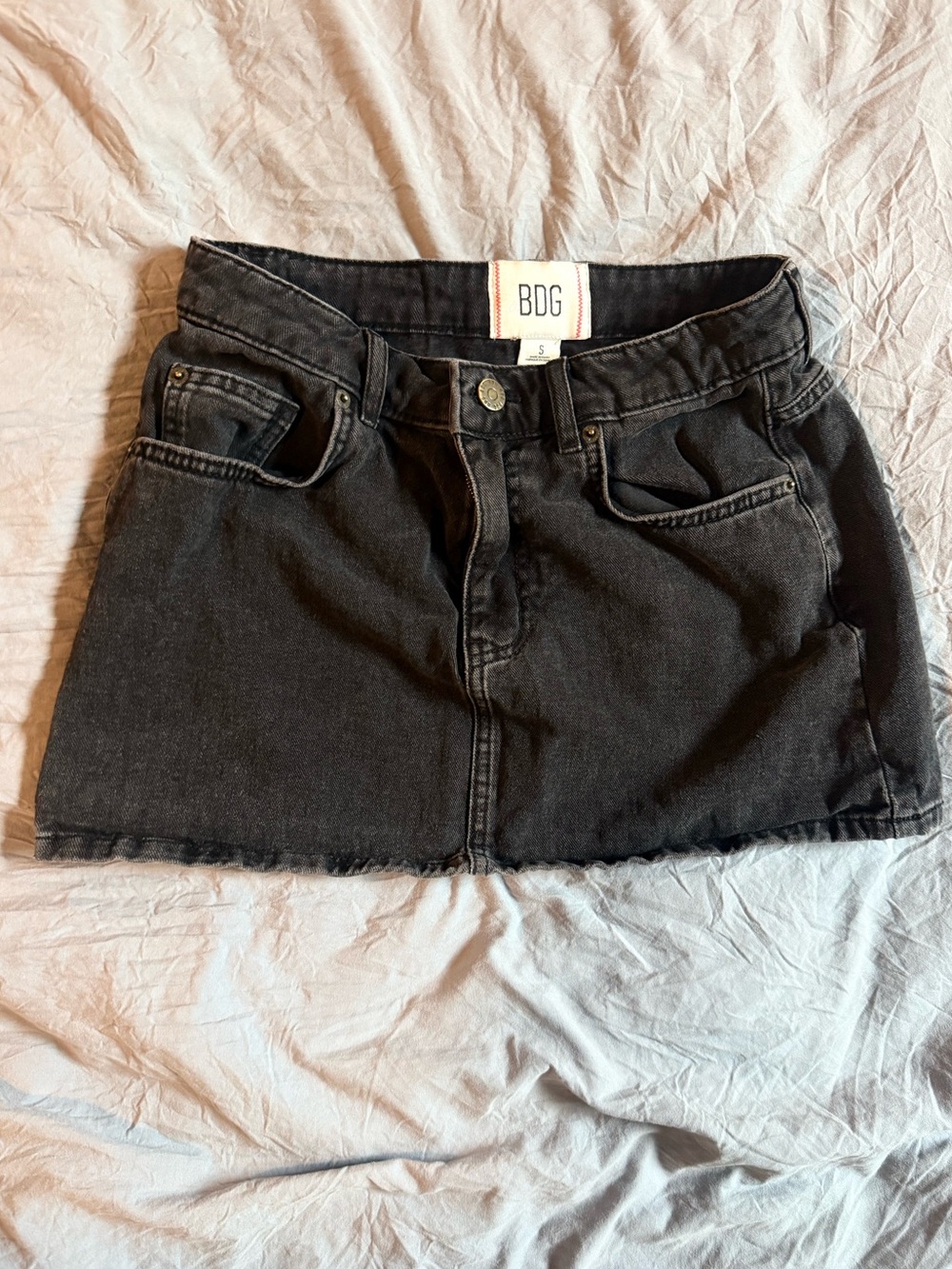 BDG Washed Black Denim Mini Skirt